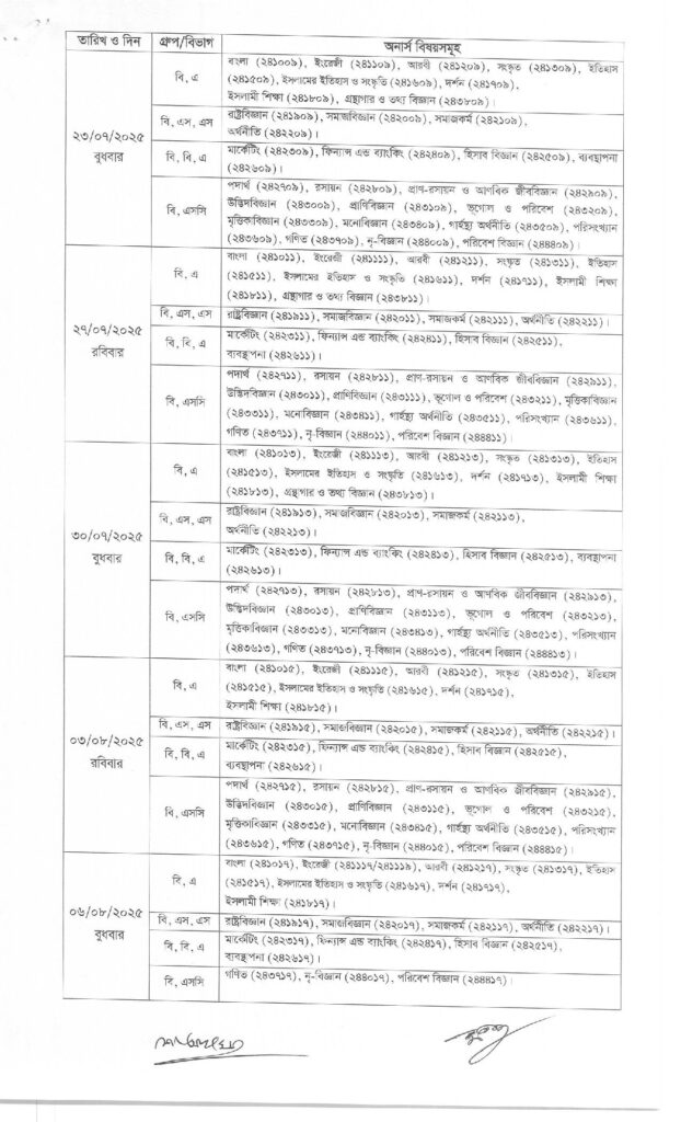 Honours 4th Year Routine 2025-2