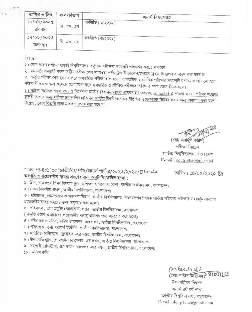 Honours 4th Year Routine 2025-3